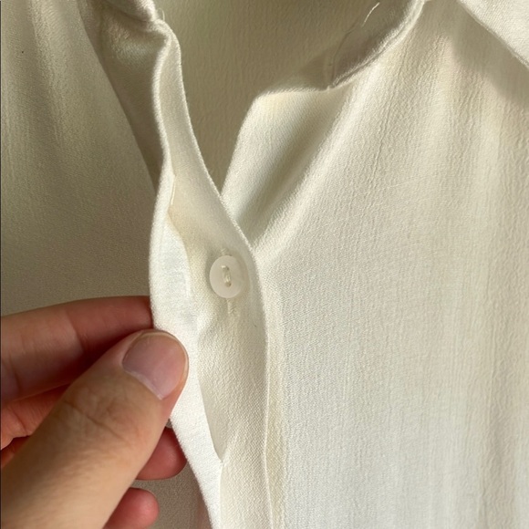 Zara Women's White Blouse Button Front Cuff Sleeve Office Career Wear Sz Med - Picture 6 of 10